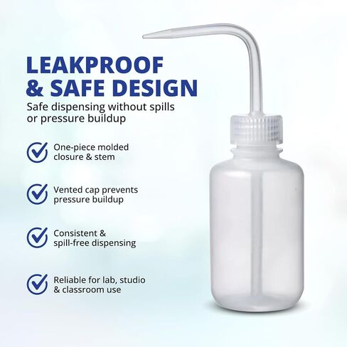 United Scientific™ UniSafe™ 125mL (4oz) Vented Wash Bottle - Leakproof LDPE Narrow Mouth Squeeze Bottle for Lab, Tattoo, Cleaning, Acetone, Deionized Water (1 Pack) in Saudi Arabia