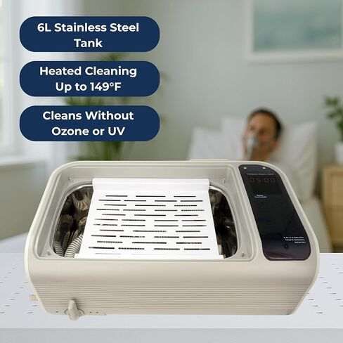 منظف ​​بالموجات فوق الصوتية P4820 - التنظيف العميق لأقنعة CPAP ، خراطيم وملحقات توقف التنفس أثناء النوم (صغير) in Kuwait