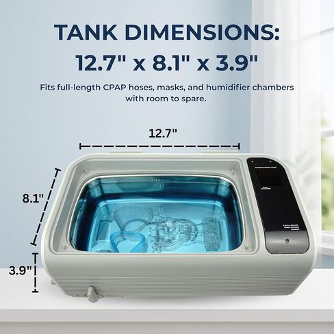 منظف ​​بالموجات فوق الصوتية P4820 - التنظيف العميق لأقنعة CPAP ، خراطيم وملحقات توقف التنفس أثناء النوم (صغير) in Kuwait