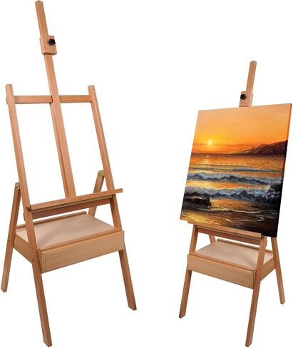 26" High Studio Medium Tabletop H-Frame Wooden Easel, Hold Canvas up to 24", Fordable Adjustable Durable Paiting and Display Easel, Portable Easel for Adults, Beginners, Artists, Kids in Saudi Arabia