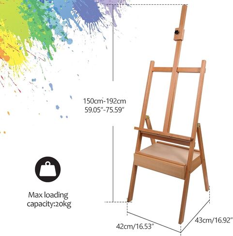 26" High Studio Medium Tabletop H-Frame Wooden Easel, Hold Canvas up to 24", Fordable Adjustable Durable Paiting and Display Easel, Portable Easel for Adults, Beginners, Artists, Kids in Saudi Arabia