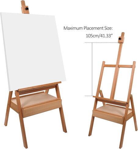 26" High Studio Medium Tabletop H-Frame Wooden Easel, Hold Canvas up to 24", Fordable Adjustable Durable Paiting and Display Easel, Portable Easel for Adults, Beginners, Artists, Kids in Saudi Arabia