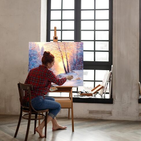 26" High Studio Medium Tabletop H-Frame Wooden Easel, Hold Canvas up to 24", Fordable Adjustable Durable Paiting and Display Easel, Portable Easel for Adults, Beginners, Artists, Kids in Saudi Arabia