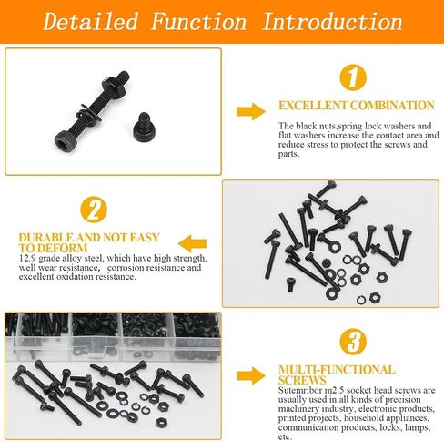 321 Pcs M4 x 30mm /35mm /40mm /45mm /50mm Hex Spanner Included, Hex Socket Head Cap Metric Screws Bolts Washers Nuts Kit, Stainless Steel, Full Thread, Furniture/Car/Outdoor Assembly in Saudi Arabia