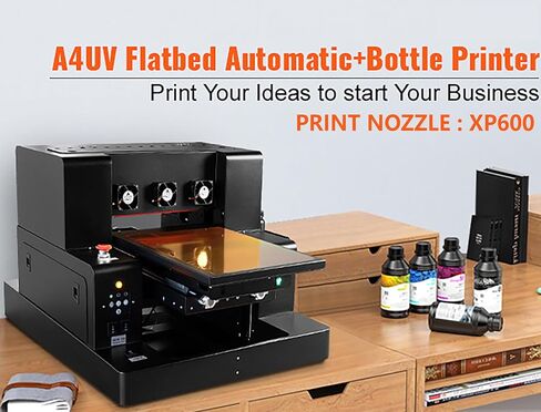 طابعة A3 XP600 UV ، دقة عالية 5760 * 1440DPI آلة الطابعة الأشعة فوق البنفسجية مع 32 * مساحة طباعة 32 سم وحامل الزجاجة ، لزجاجات الجلود المعدنية الأكريليك in Kuwait