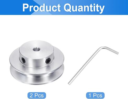 uxcell 2Pcs Single Groove Pulley, 8mm Fixed Bore 20mm Outer Diameter Aluminum Alloy Mechanical Belt Pulley with Hex Wrench for 6mm PU Round Belt in Saudi Arabia