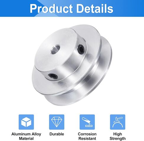 uxcell 2Pcs Single Groove Pulley, 8mm Fixed Bore 20mm Outer Diameter Aluminum Alloy Mechanical Belt Pulley with Hex Wrench for 6mm PU Round Belt in Saudi Arabia