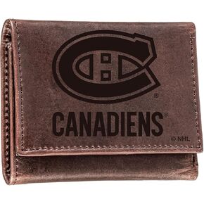Team Sports America NHL Montreal Canadiens Brown Wallet | Tri-Fold | Officially Licensed Stamped Logo | Made of Leather | Money and Card Organizer | Gift Box Included in Saudi Arabia