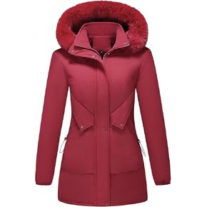Lamgool Women's Winter Coats Warm Puffer Jackets Windproof Hooded Parka with Removable Faux Fur Trim Hood in Saudi Arabia