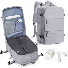 Vacuum Compression Backpack, Travel Vacuum Backpack with Electric Vacpack Pump, Flight Approved Travel Vacuum Bags Carry On Personal Item Suitcase Luggage for Men Women, Beige in Saudi Arabia