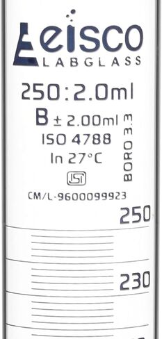 Graduated Cylinder, 50ml - Class B Tolerance ±1.00ml - Hexagonal Base - Blue Graduations - Borosilicate 3.3 Glass - Eisco Labs in Saudi Arabia