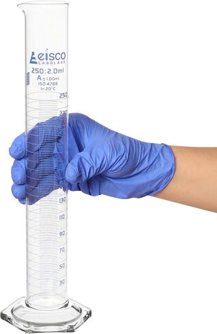 Graduated Cylinder, 50ml - Class B Tolerance ±1.00ml - Hexagonal Base - Blue Graduations - Borosilicate 3.3 Glass - Eisco Labs in Saudi Arabia