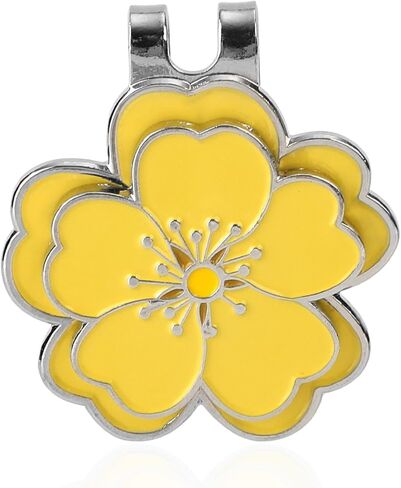 Magnetic Golf Ball Marker with Hat Clip, Flower Shape Magnetic Golf Hat Clip Ball Marker Set Sport Decoration Accessories for Men Women Golfer (Yellow) in Saudi Arabia