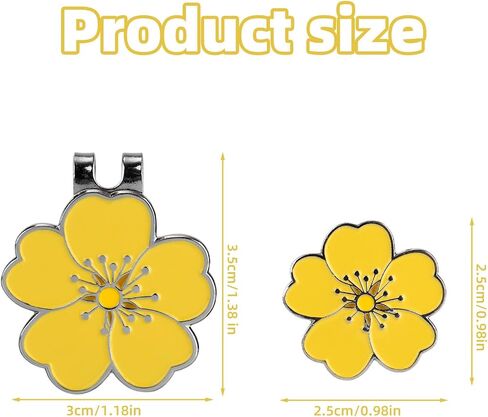 Magnetic Golf Ball Marker with Hat Clip, Flower Shape Magnetic Golf Hat Clip Ball Marker Set Sport Decoration Accessories for Men Women Golfer (Yellow) in Saudi Arabia