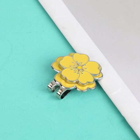 Magnetic Golf Ball Marker with Hat Clip, Flower Shape Magnetic Golf Hat Clip Ball Marker Set Sport Decoration Accessories for Men Women Golfer (Yellow) in Saudi Arabia