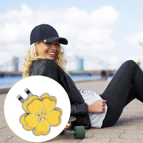 Magnetic Golf Ball Marker with Hat Clip, Flower Shape Magnetic Golf Hat Clip Ball Marker Set Sport Decoration Accessories for Men Women Golfer (Yellow) in Saudi Arabia