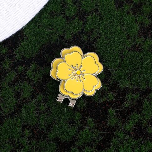 Magnetic Golf Ball Marker with Hat Clip, Flower Shape Magnetic Golf Hat Clip Ball Marker Set Sport Decoration Accessories for Men Women Golfer (Yellow) in Saudi Arabia