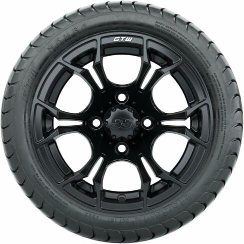 GTW 12 بوصة جولف العربة العجلات والإطارات التحرير والسرد | عجلات GTW Spyder Red/Black في 215/35-12 (18 ") إطارات شارع Mamba | مجموعة من 4 in Kuwait