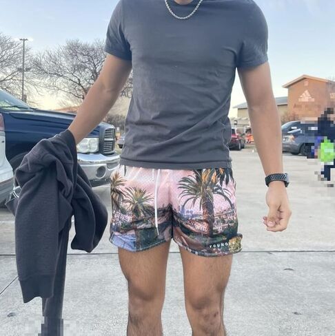 Mens Mesh Graphic Print Shorts Casual Fashion Cool Shorts Retro Active Gym Streetwear Short Pants in Saudi Arabia