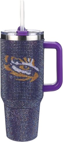 شركة الذاكرة مرخصة رسميًا NCAA 40oz-Rhinestone-embled Day Tumbler ، زجاجة مياه رياضية من الفولاذ المقاوم للصدأ مع الغطاء والقش ، معزول الفراغ ، للمشروبات الساخنة والباردة in Saudi Arabia