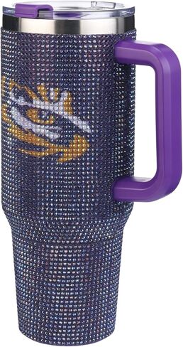 شركة الذاكرة مرخصة رسميًا NCAA 40oz-Rhinestone-embled Day Tumbler ، زجاجة مياه رياضية من الفولاذ المقاوم للصدأ مع الغطاء والقش ، معزول الفراغ ، للمشروبات الساخنة والباردة in Saudi Arabia