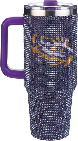 شركة الذاكرة مرخصة رسميًا NCAA 40oz-Rhinestone-embled Day Tumbler ، زجاجة مياه رياضية من الفولاذ المقاوم للصدأ مع الغطاء والقش ، معزول الفراغ ، للمشروبات الساخنة والباردة in Saudi Arabia