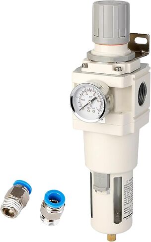 WEITENG 1 "NPT Compressed Filter Filter Combo ، 5 Micron Brass Filter ، Semi-Auto Drain ، Polycarbonate Bowl ， 0-150 PSI Gauge ، for Industrial Pneumatic Air in Saudi Arabia