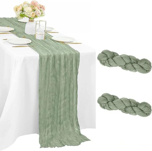 6 حزمة Sage Green Gauze Gauze Cheesecloth Table Runners 10ft (35x120 Inch) - Decor Boho Decor in Kuwait
