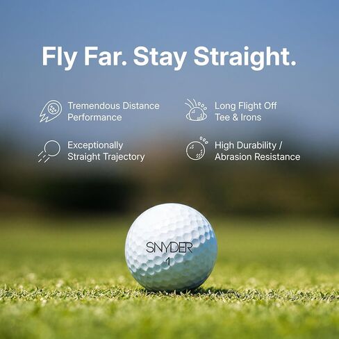 Snyder Distance Premium Golf Balls - Surlyn Cover, Golf Practice Balls, Long Strikes and Straight Trajectories, Distance-Focused, Professional Performance, Colored Golf Balls, 20 Pack in Saudi Arabia