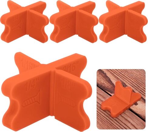 8 Pcs Deck Spacers, 4 Thicknesses Deck Board Spacers (1/16", 1/8", 3/16", 1/4"), Decking Spacing Tool for Composite, PVC, Hardwood & Pressure Treated Decking Board, Easy-to-Use Deck Boards Gap Tool in Kuwait