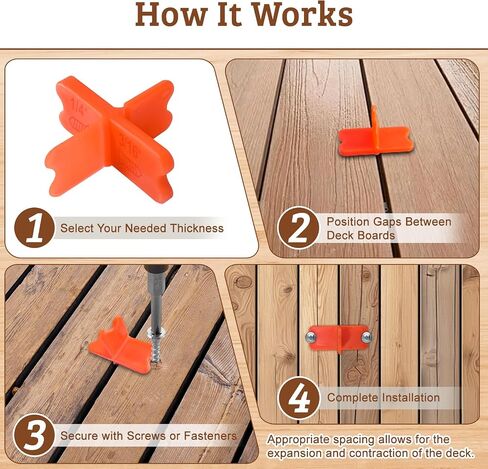8 Pcs Deck Spacers, 4 Thicknesses Deck Board Spacers (1/16", 1/8", 3/16", 1/4"), Decking Spacing Tool for Composite, PVC, Hardwood & Pressure Treated Decking Board, Easy-to-Use Deck Boards Gap Tool in Kuwait