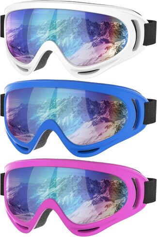 Ski Goggles, 3 Pack Snowboard Goggles 100% UV Protection Dustproof Snow Goggles for Men Women Youth Kids Boys Girls in Saudi Arabia