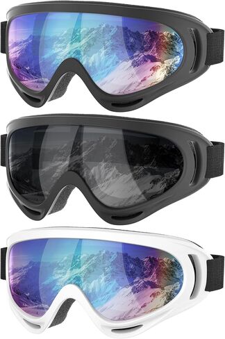 Ski Goggles, 3 Pack Snowboard Goggles 100% UV Protection Dustproof Snow Goggles for Men Women Youth Kids Boys Girls in Saudi Arabia