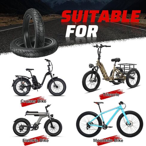 ZUKKA 20/26x 4.0 E-Bike Tire 1/2 Pack Fat Tire High Performance Fat Tire/White Wall Tire Replacement Tire Folding Mountain Bike Tire High-Density Bike Tires for MTB E Bikes in Saudi Arabia