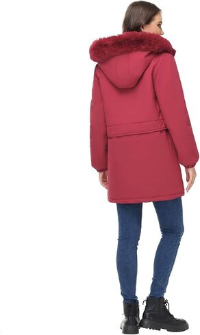 Lamgool Women's Winter Coats Warm Puffer Jackets Windproof Hooded Parka with Removable Faux Fur Trim Hood in Saudi Arabia