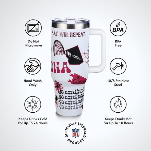 The Memory Company Officially Licensed NFL Game Day Tumbler - 40oz Stainless Steel Double-Wall Insulated Team Color Bling Cup with Team Logo, NFL Licensed Sports Travel Mug with Lid & Straw in Saudi Arabia