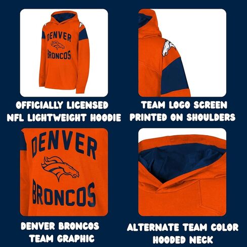 سترة كرة القدم Outerstuff NFL للأطفال الشباب 8-20 مرخصة رسميًا، شعار الفريق الأساسي ذو الأكمام الطويلة وخفيفة الوزن in Saudi Arabia