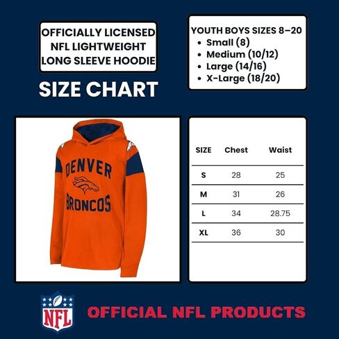 سترة كرة القدم Outerstuff NFL للأطفال الشباب 8-20 مرخصة رسميًا، شعار الفريق الأساسي ذو الأكمام الطويلة وخفيفة الوزن in Saudi Arabia