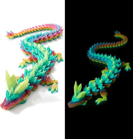 24 in 3D Printed Dragon, 24inch Dragon，3D Dragon Toy,Large Dragon Present,Ariculated Crystal Dragon(Luminous Rainbow) in Saudi Arabia