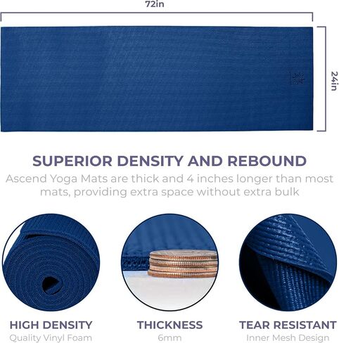 Sunshine Yoga 4 أو 10 Pack Ascend Yoga Mat-72 "× 24" × 6 مم من تمرينات غير قابلة للانزلاق-حصيرة تمرين مقاومة للدموع ، غير سامة للبلاز ، المنزل ، الاستوديو ، اللياقة البدنية ، الصالة الرياضية ، التدريب ، الأرض in Kuwait