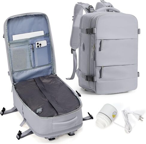 Vacuum Compression Backpack, Travel Vacuum Backpack with Electric Vacpack Pump, Flight Approved Travel Vacuum Bags Carry On Personal Item Suitcase Luggage for Men Women, Beige in Saudi Arabia