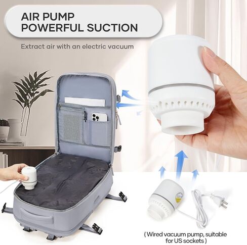 Vacuum Compression Backpack, Travel Vacuum Backpack with Electric Vacpack Pump, Flight Approved Travel Vacuum Bags Carry On Personal Item Suitcase Luggage for Men Women, Beige in Saudi Arabia