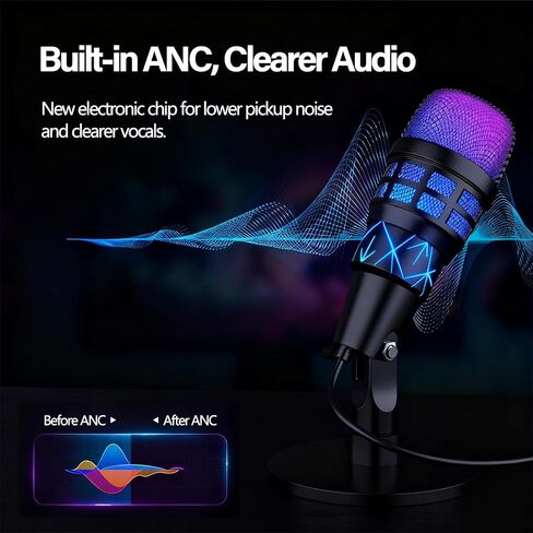 USB Microphone for PC Gaming, Podcasts Videos, Streaming, Condenser Mic with Quick Mute, Pop Filter, RGB Indicator, Shock Mount, Rotate gain Button, Compatible with PS4/5/PC in Saudi Arabia