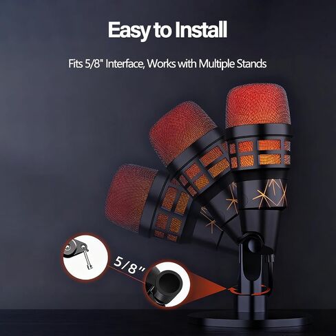 USB Microphone for PC Gaming, Podcasts Videos, Streaming, Condenser Mic with Quick Mute, Pop Filter, RGB Indicator, Shock Mount, Rotate gain Button, Compatible with PS4/5/PC in Saudi Arabia