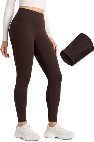 سراويل CRZ YOGA النسائية مبطنة بالصوف 28 بوصة - سراويل شتوية حرارية غير لامعة ودافئة بطول كامل غير رسمية لتمارين اليوجا in Saudi Arabia