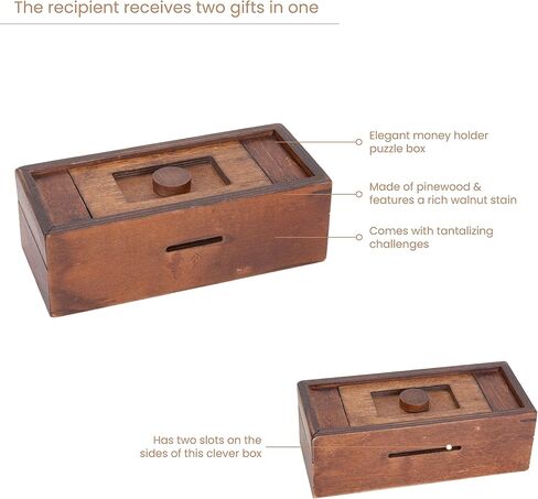 Bits and Pieces - Secret Money Box IV Red Brainteaser - Wooden Puzzle Gift Box - Secret Compartment Brain Game in Saudi Arabia