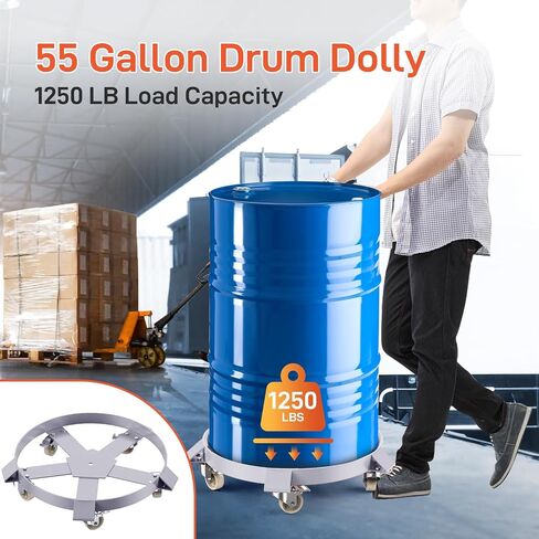 55 Gallon Steel Drum Dolly,Heavy Duty 1000lbs Load Capacity, Barrel Dolly Cart Drum Caddy for 55 Gallon Drum,Hand Truck Dollies with Steel Frame 4 Swivel Casters Wheel, for Warehouse Drum in Kuwait