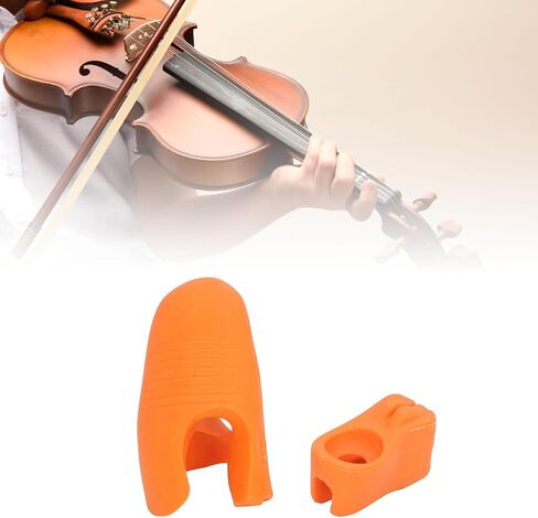 Violin Bow Grip Partner, 2 Pcs Violin Bow Holder, Thumb Stabilizer and Support, Reusable Violin Viola Teaching Aid Accessory for Kid Adult Learn Violins (Orange) in Saudi Arabia