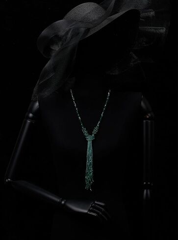 COOLSTEELANDBEYOND Bohemian Beaded Tassel Necklace, Red Crystal Lariat Necklace, Y-Shaped Knot Necklace Long, Festivals in Kuwait