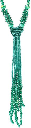 COOLSTEELANDBEYOND Bohemian Beaded Tassel Necklace, Red Crystal Lariat Necklace, Y-Shaped Knot Necklace Long, Festivals in Kuwait
